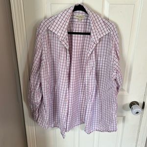 Tommy Bahama Men’s Dress shirt. pink checkered. neck 18, 34/35